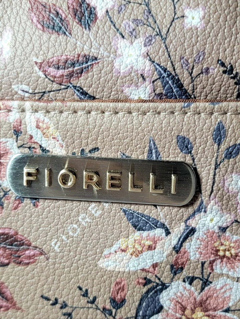 NWT Fiorelli Brown Floral Utility Tote Bag Detachable Pouch Gold Hardware